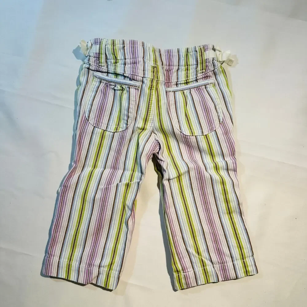 Vintage Genuine Kids From OshKosh Green & Purple Adjustable Capri Pants Sz 12 mo